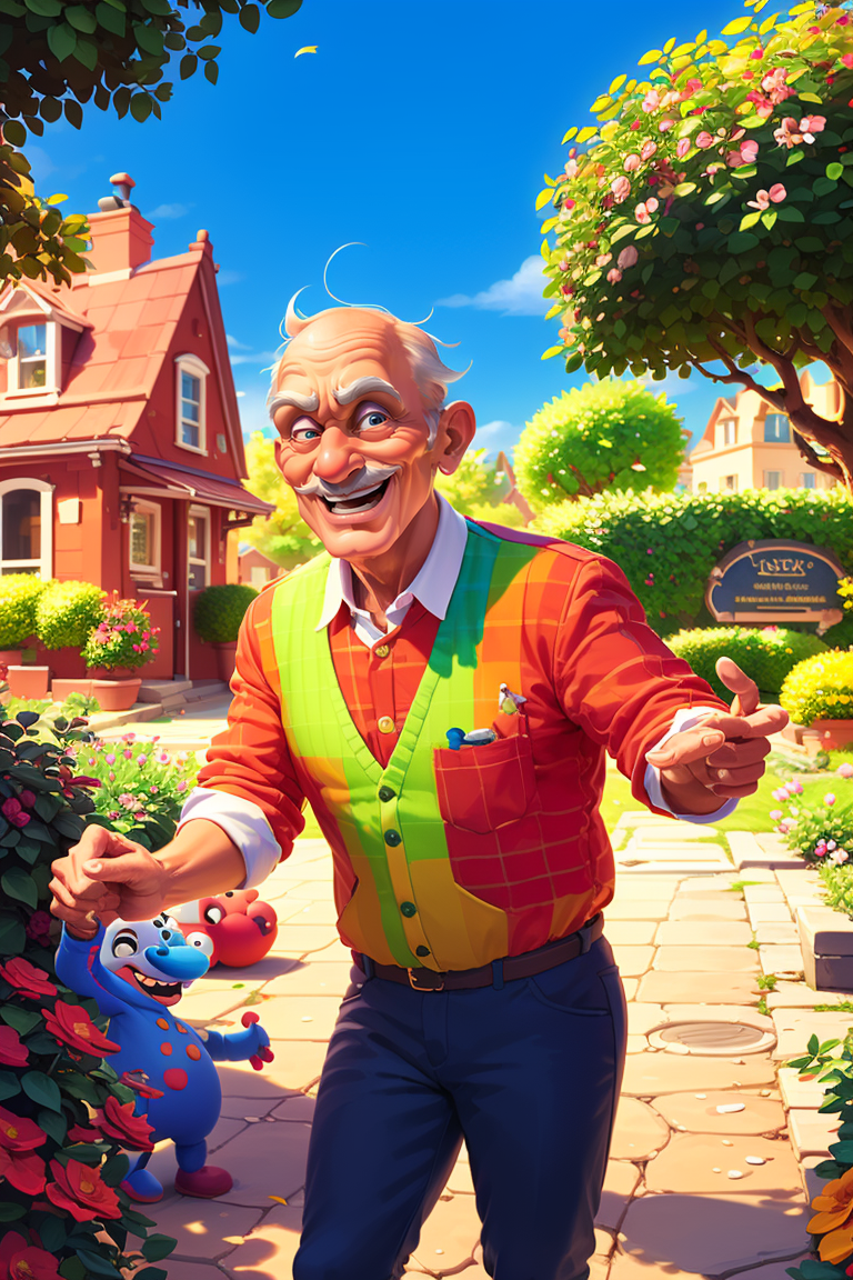 35177-876960688-,Masterpiece,Best quality,Highres,Extremely detailed 8k wallpaper,Very clear,a funny and lovely old man,dancing in a clown costu.png